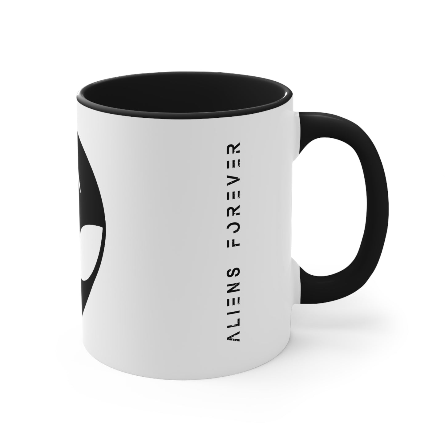 "Aliens Forever" White x Black Accented Mug, 11oz
