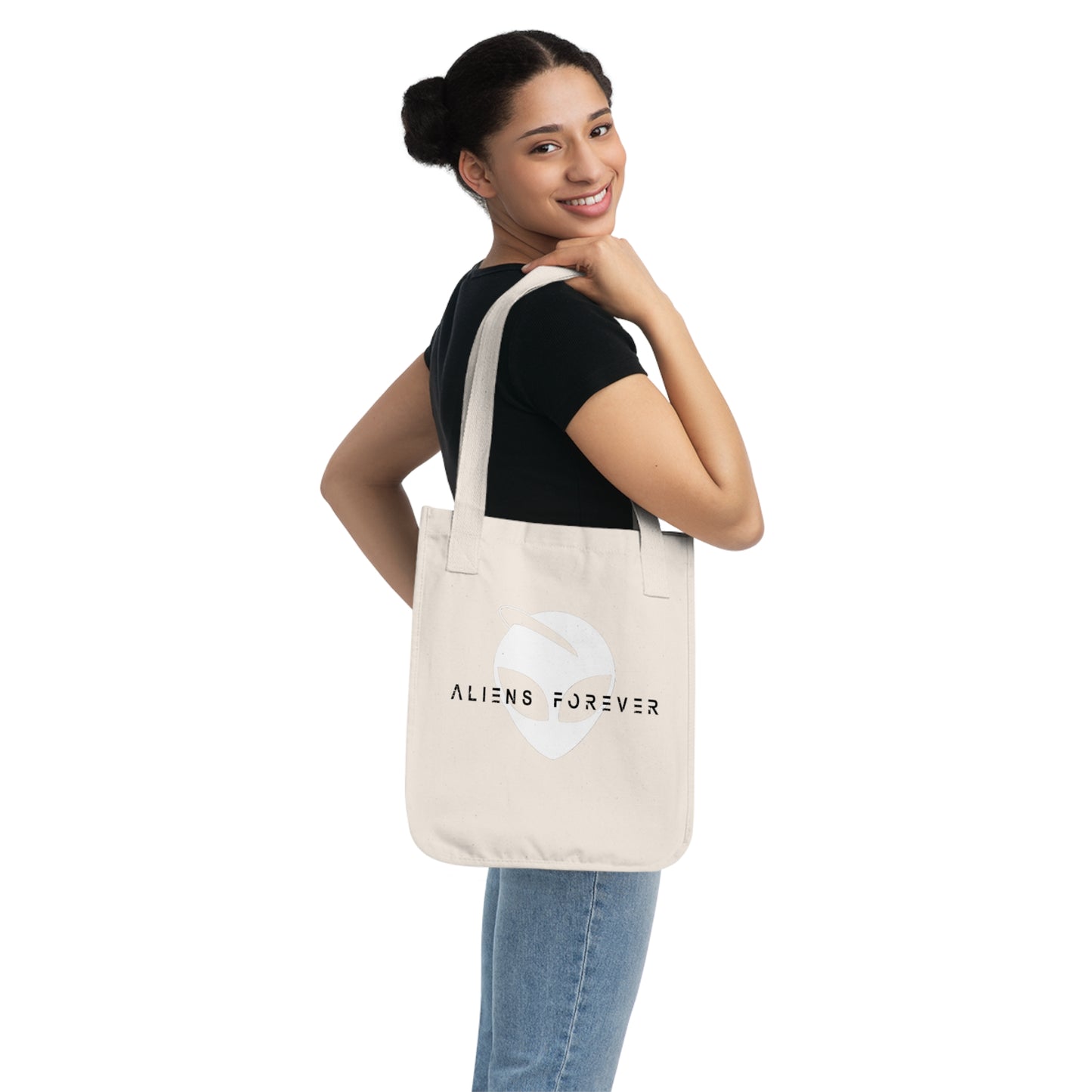 "Aliens Forever" White Eco-Weave Tote Bag