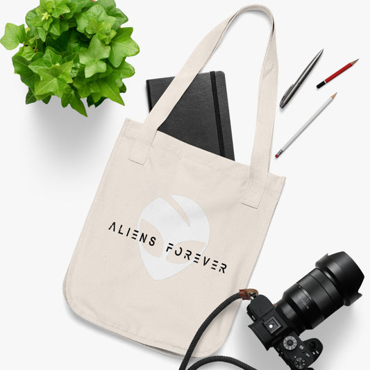 "Aliens Forever" White Eco-Weave Tote Bag