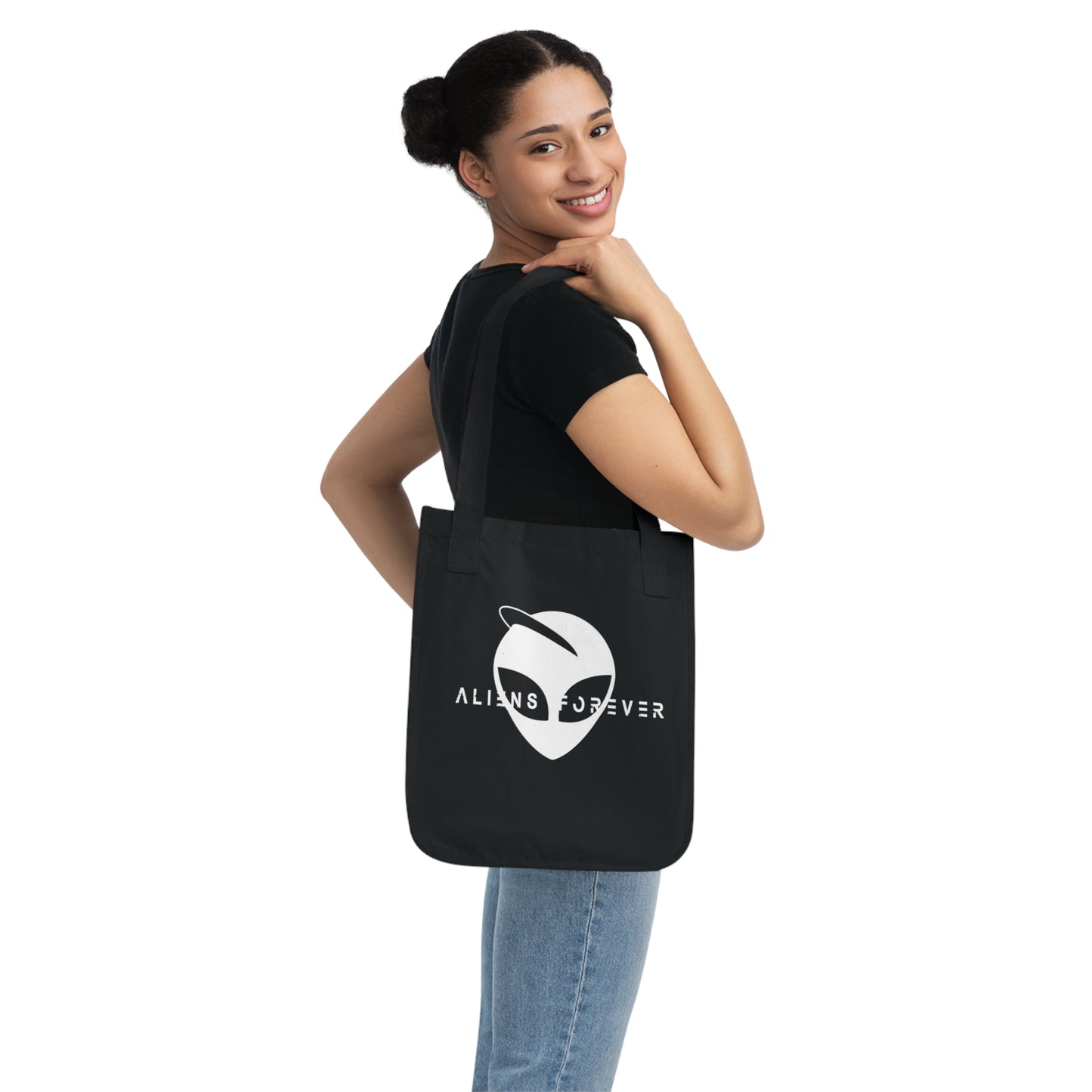 "Aliens Forever" Black Eco-Weave Tote Bag