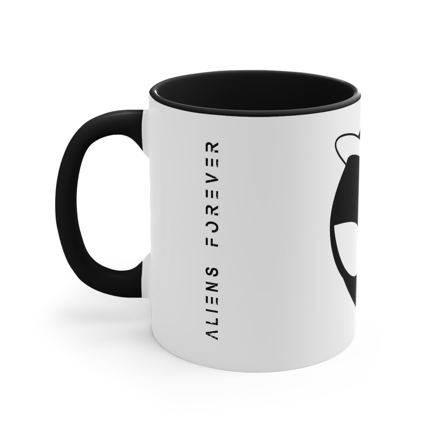 "Aliens Forever" White x Black Accented Mug, 11oz